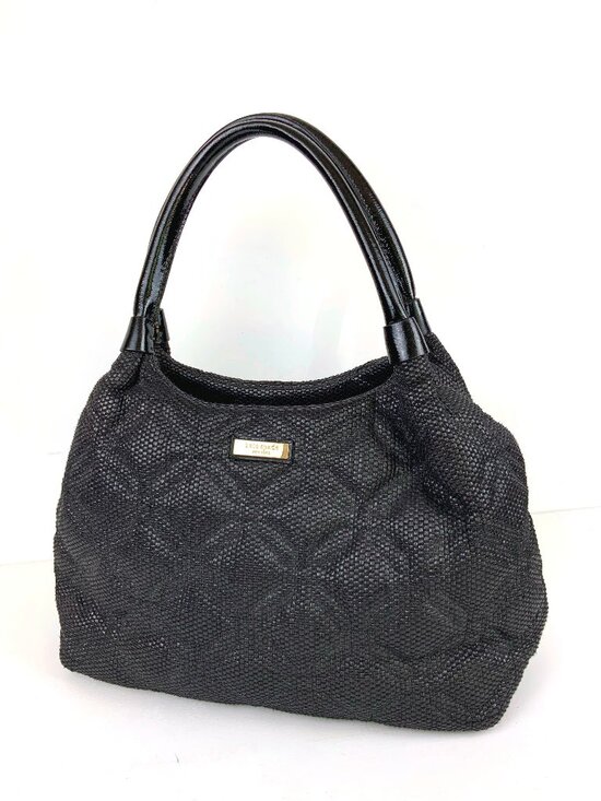 kate spade Handbags - Kate Spade New York Black Quilted Woven Straw Satchel Hand Bag